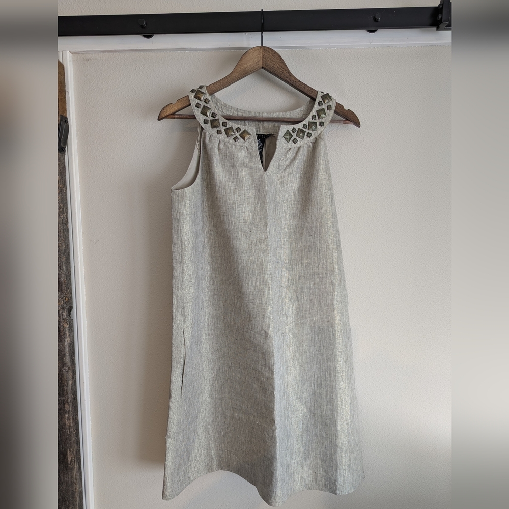 Carole Little Silver Sleeveless Mini Dress